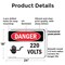 Signmission 220 Volts Danger Sign, Plastic, 24in W x 18in L, 2PK OS-2PACK-DS-P-1824-L-1008 - alternate 7